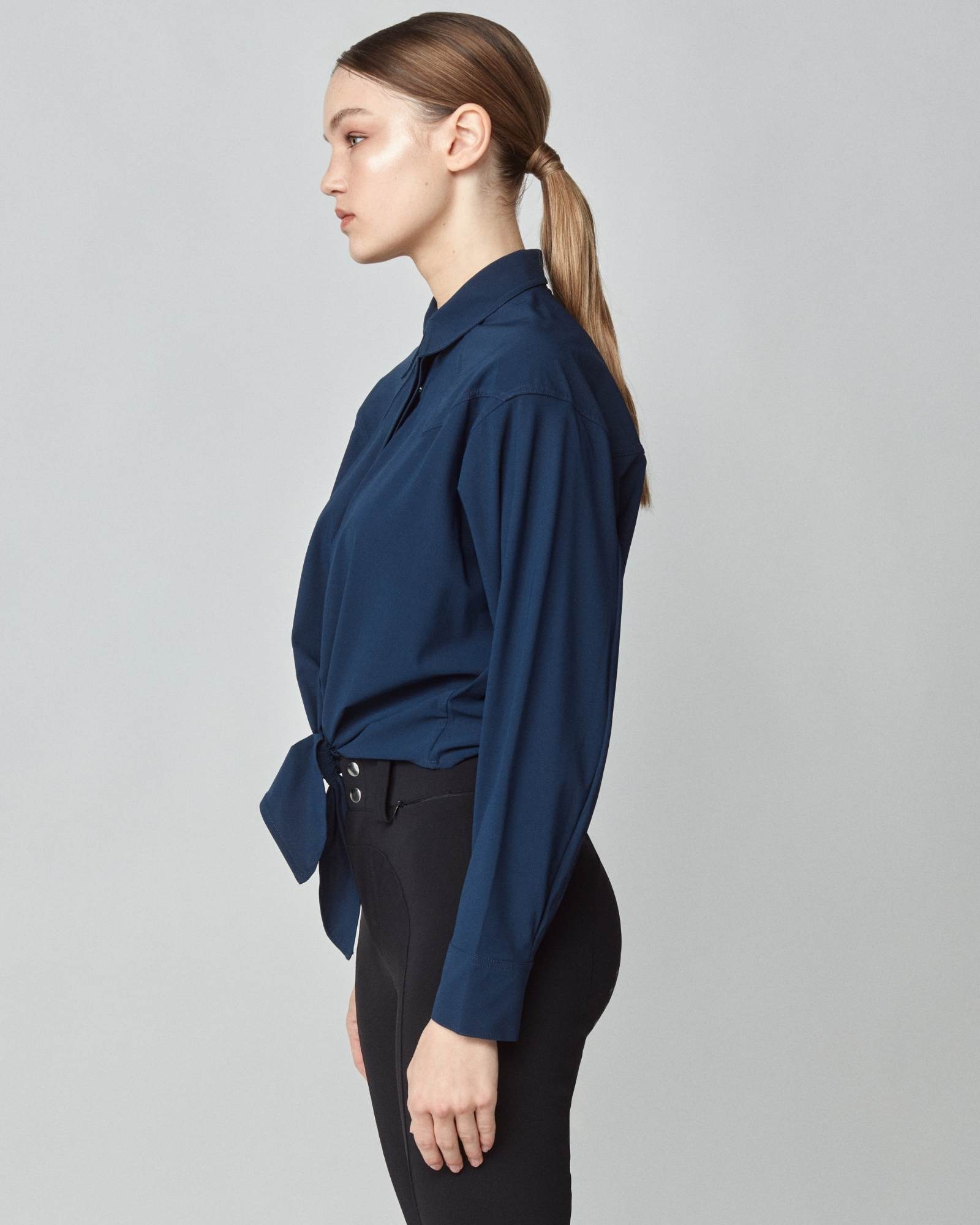 Front Tie Riding Shirt Navy image