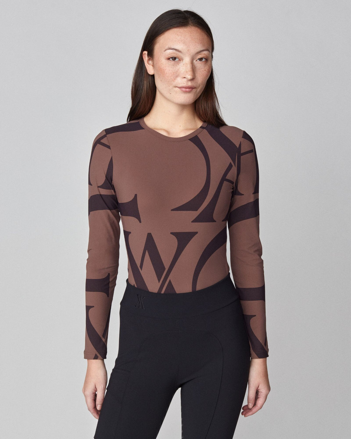 Monogram Long Sleeve Shirt Dark Brown image