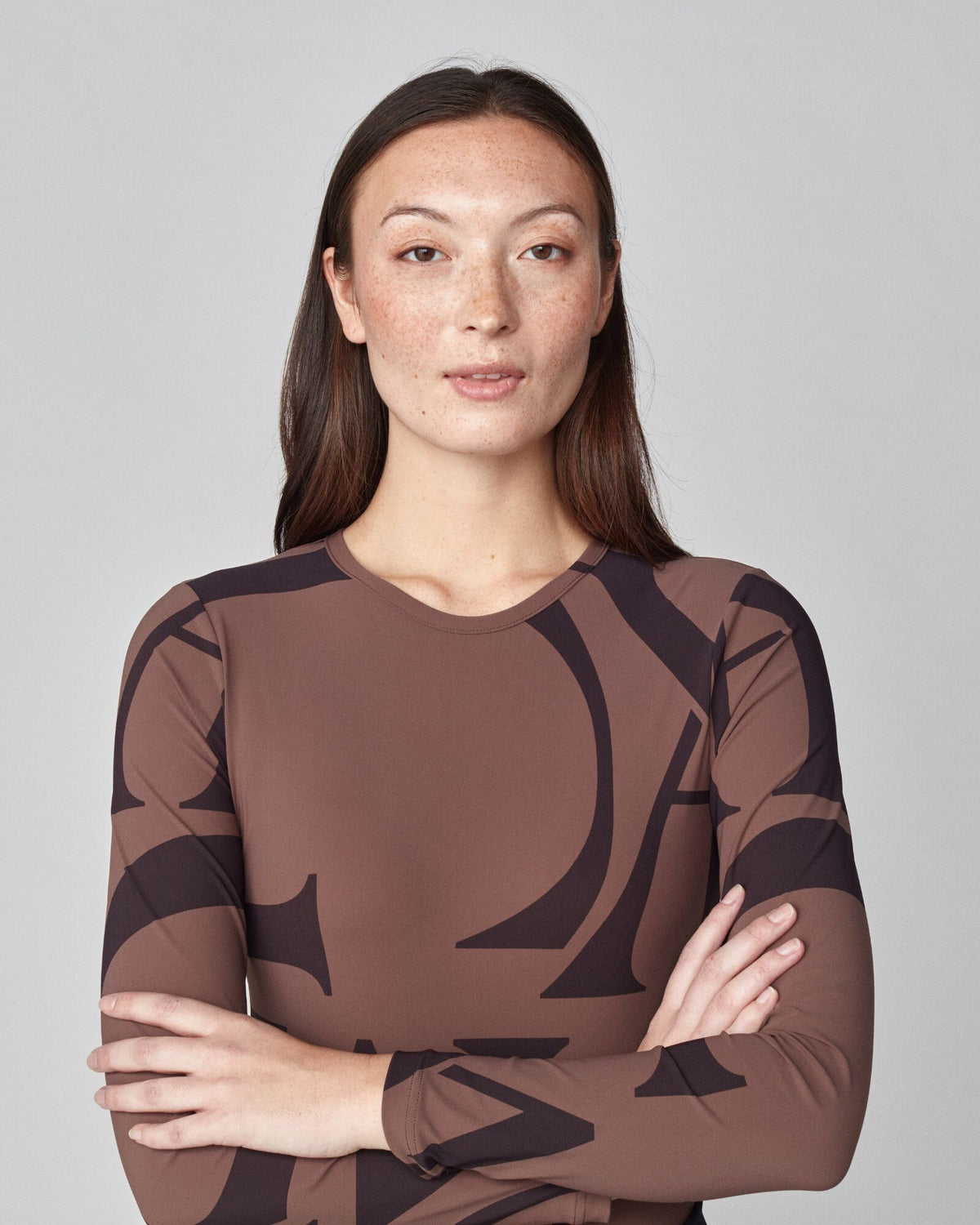 Monogram Long Sleeve Shirt Dark Brown image