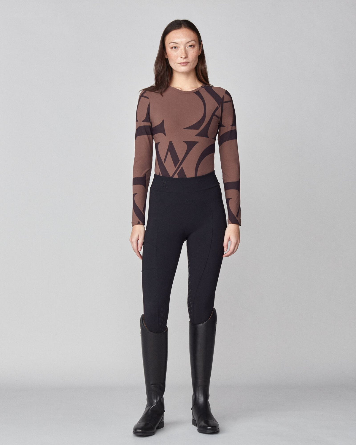 Monogram Long Sleeve Shirt Dark Brown image