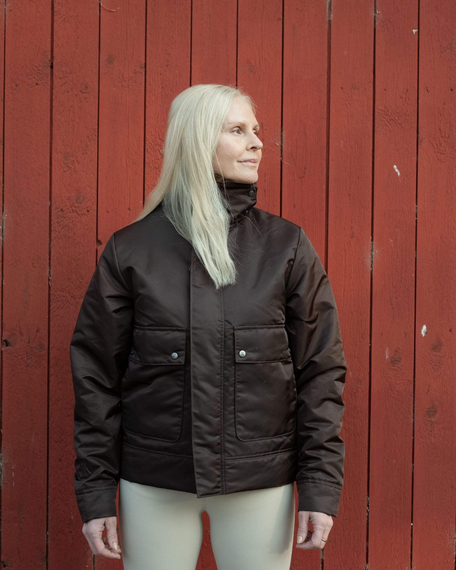 Short Padded Jacket Dark Brown image