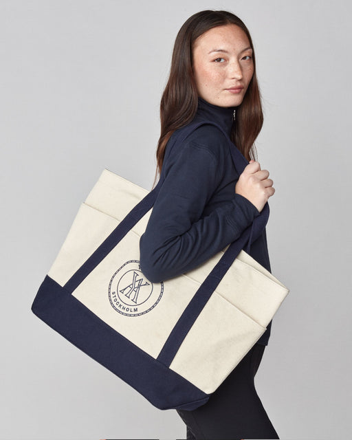 Canvas Tote Bag White/Navy thumbnail image
